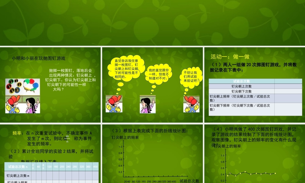 中学七年级数学下册(6.2 频率的稳定性(一))课件 (新版)北师大版 课件