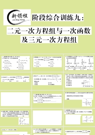 八年级数学上册 第五章 二元一次方程组 阶段综合训练九：二元一次方程组与一次函数及三元一次方程组(测试范围：5.6 5.8)作业课件 (新版)北师大版 课件