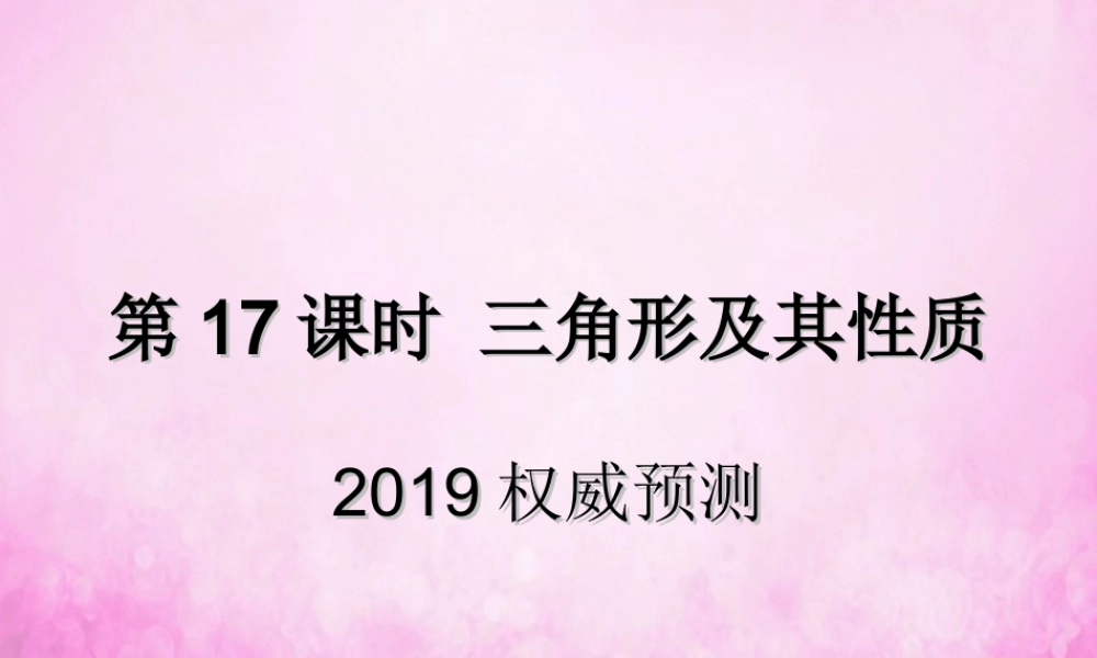 中考数学复习 第17课时 三角形及其性质 5 权威预测(课后作业)课件