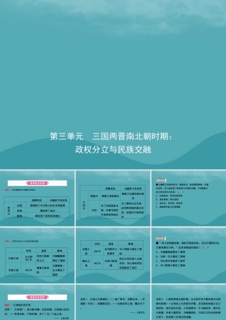 中考历史复习 第三单元 三国两晋南北朝时期 政权分立与民族交融课件