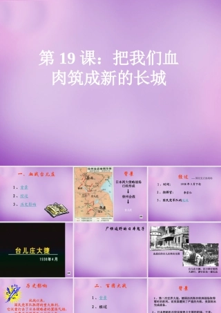 八年级历史上册 第19课 把我们的血肉筑成新的长城课件 北师大版 课件