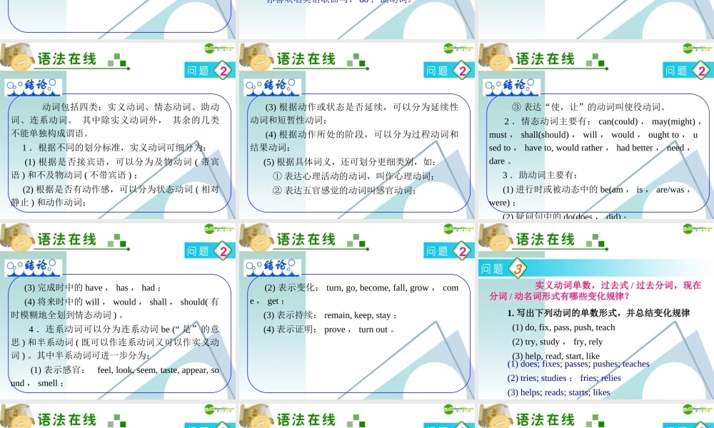 广东省高三英语 第7讲 动 词复习课件 新人教版 课件