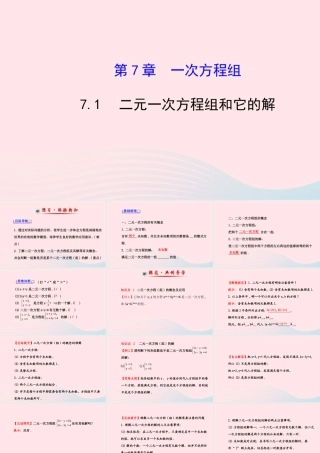 七年级数学下册 第7章 一次方程组 7.1二元一次方程组和它的解课件 (新版)华东师大版 课件
