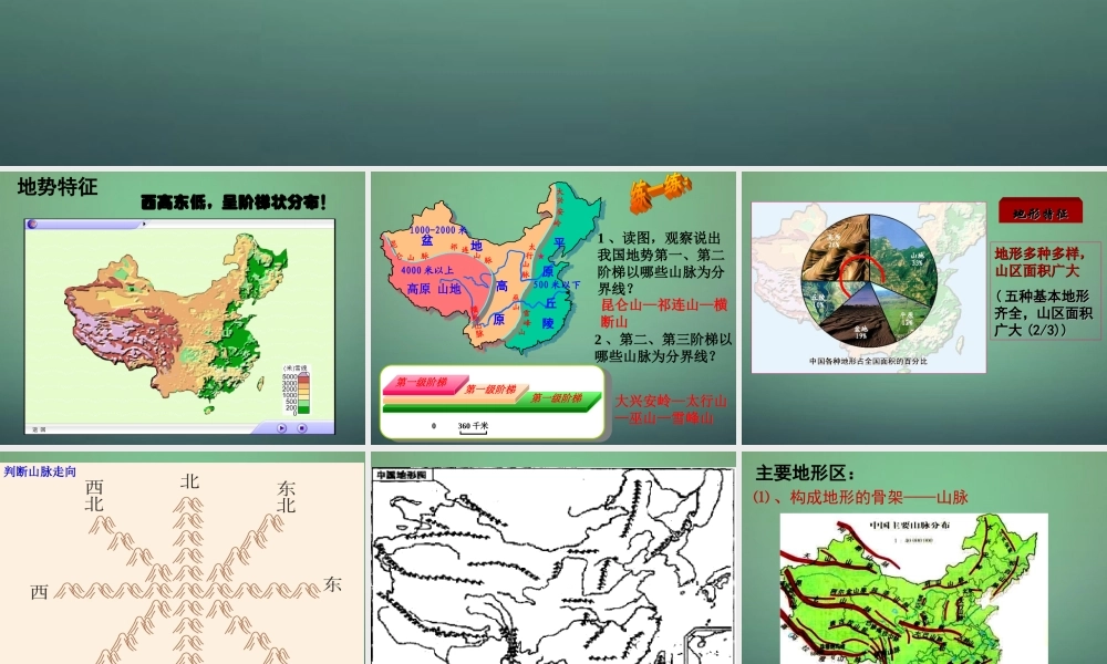 八年级地理上册 2.1 地形地势特征(第2课时)课件 (新版)商务星球版 课件