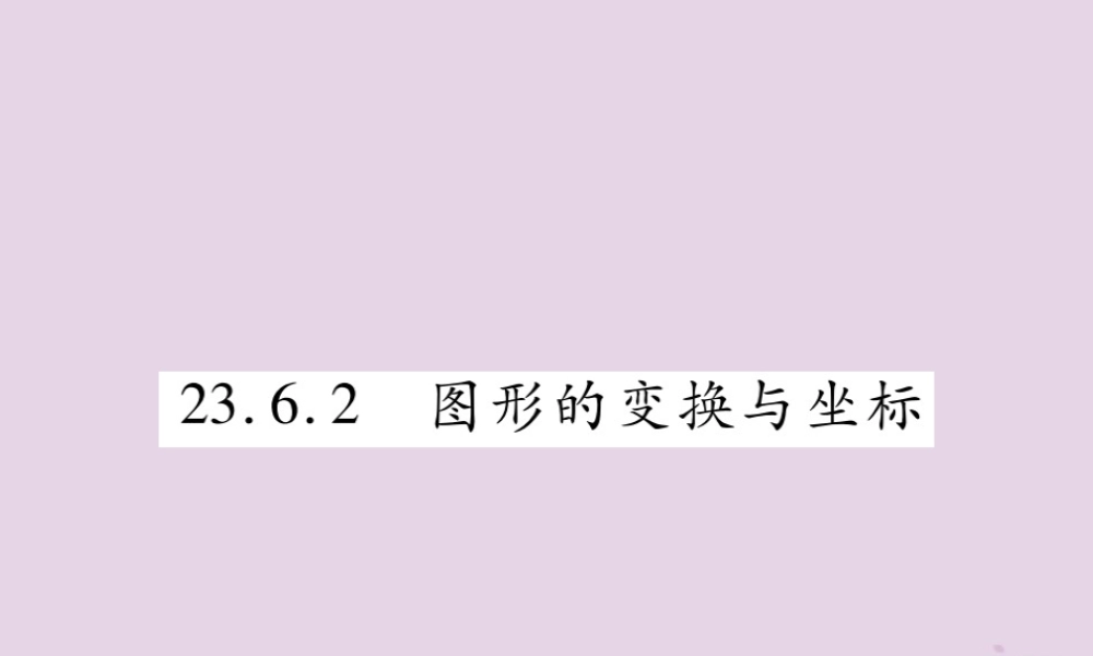 九年级数学上册 第23章 图形的相似 236 图形与坐标 2362 图形的变换与坐标课件 (新版)华东师大版 课件