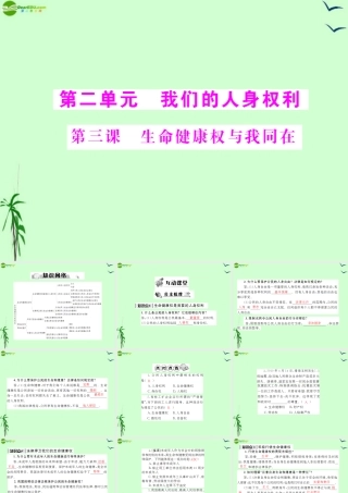 八年级政治下册 第三课生命健康权与我同课件