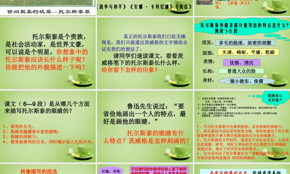 八年级语文下册 第4课(列夫 托尔斯泰)课件 (新版)新人教版 课件