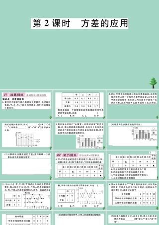 八年级数学上册 第六章(数据的分析)6.4 数据的离散程度 第2课时 方差的应用作业课件 (新版)北师大版 课件