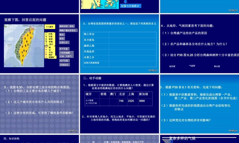 新课标 人教版初三地理总复习 特别行政区 香港和澳门 试题