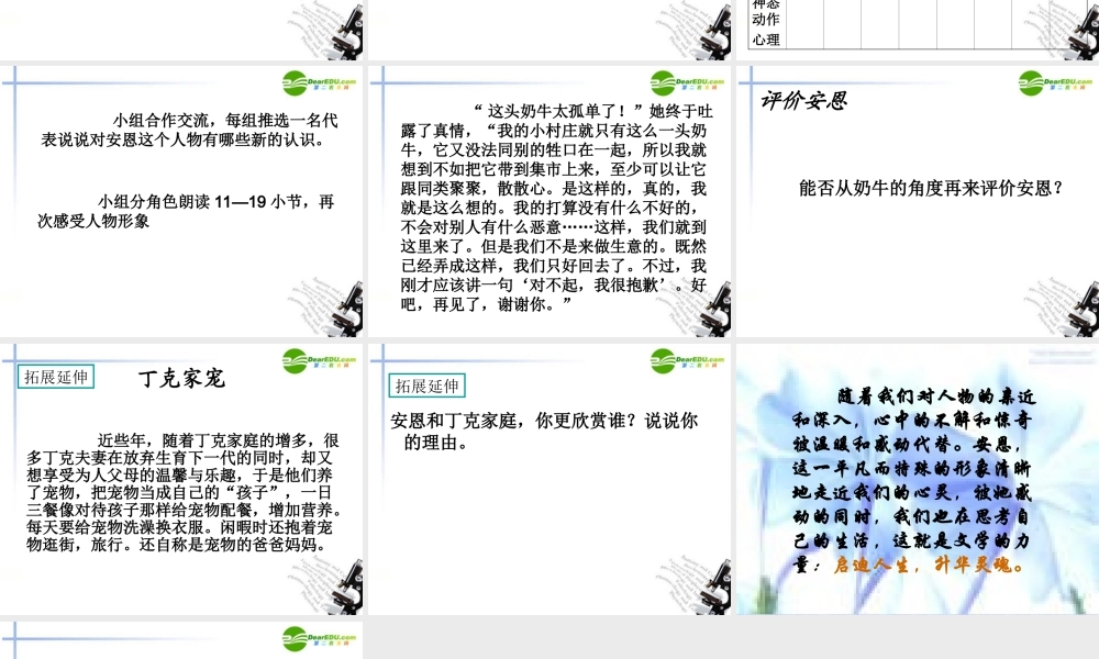 七年级语文上册(安恩和奶牛)课件2 苏教版 课件