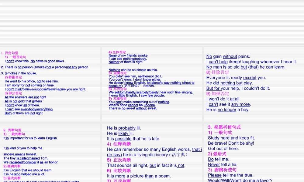 初中英语常用句型总结课件