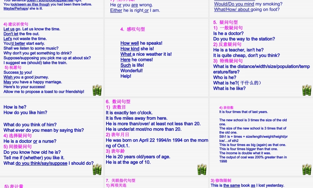 初中英语常用句型总结课件