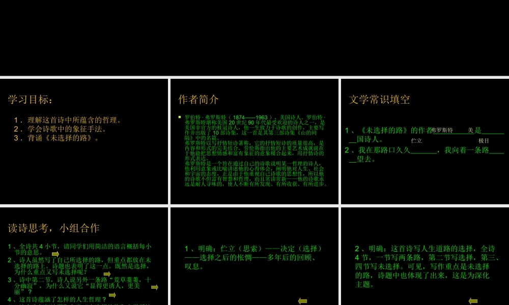 中学七年级语文下册(未选择的路)课件 新人教版 课件