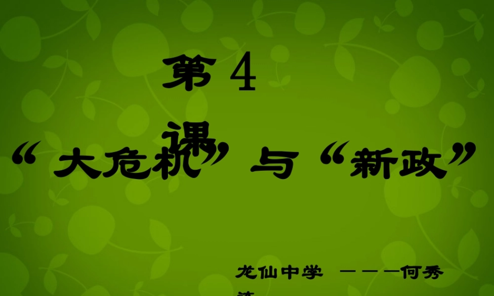 九年级历史下册 第4课 资本主义世界经济危机课件 岳麓版 课件