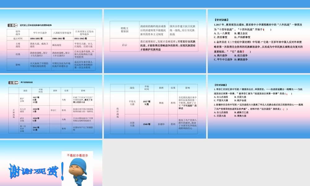 八年级历史上册(第六单元 中华民族的抗日战争)单元复习课件 新人教版 课件