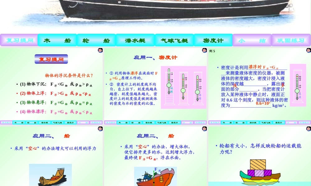 八年级物理浮力的利用课件 人教版 课件
