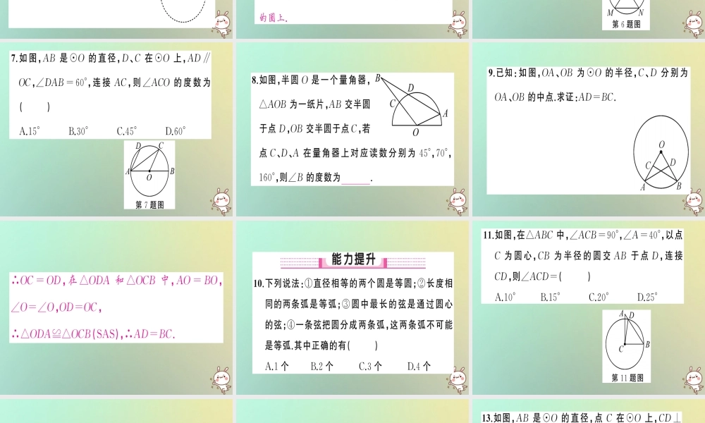 九年级数学上册 第二十四章 圆 241 圆的有关性质 2411 圆习题课件 (新版)新人教版 课件