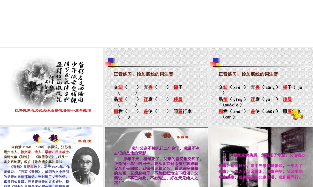 八年级语文背影课件1 新课标 人教版 课件