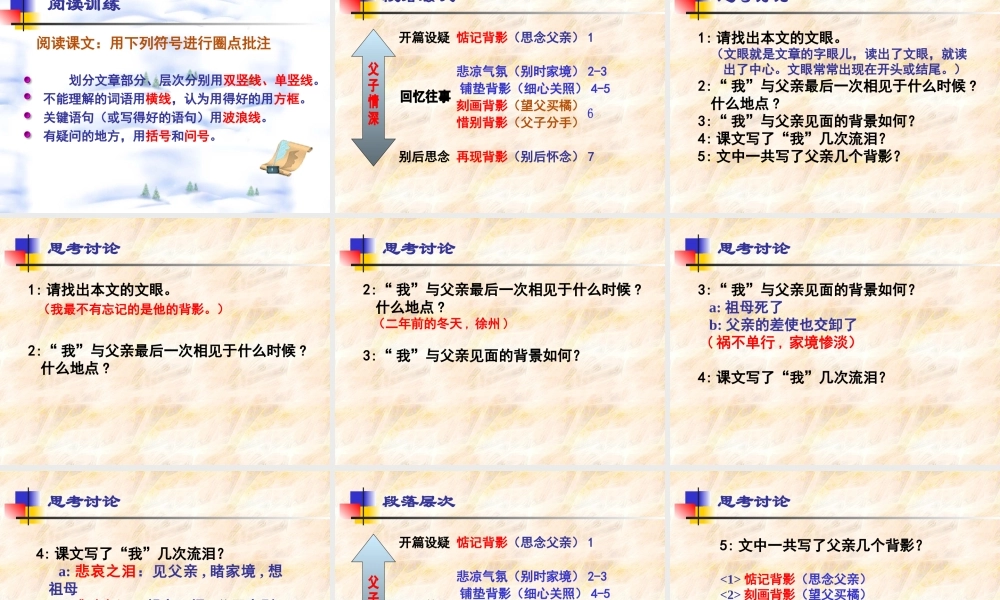 八年级语文背影课件1 新课标 人教版 课件