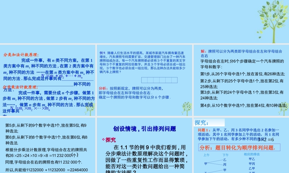 山西省忻州市高考数学 专题 排列2复习课件