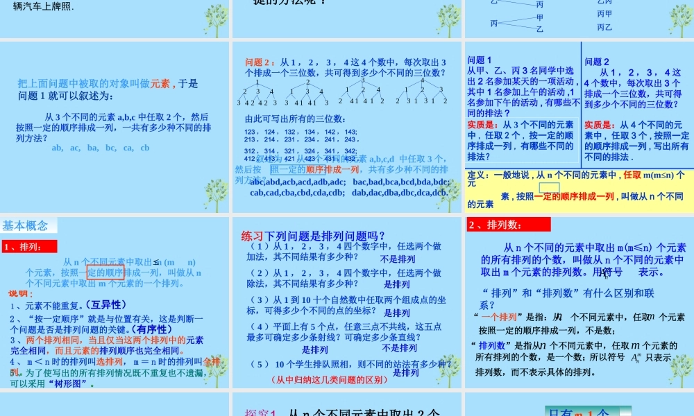 山西省忻州市高考数学 专题 排列2复习课件