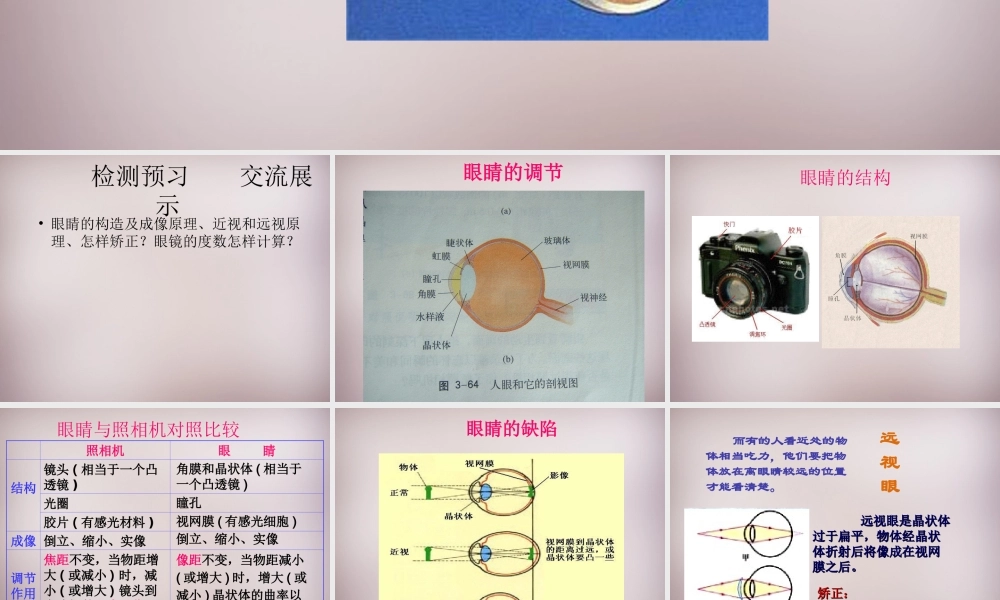 八年级物理上册 3.7 眼睛与光学仪器课件 粤教沪版 课件