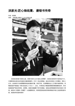 洪家光匠心铸战鹰 ,磨砺书传奇