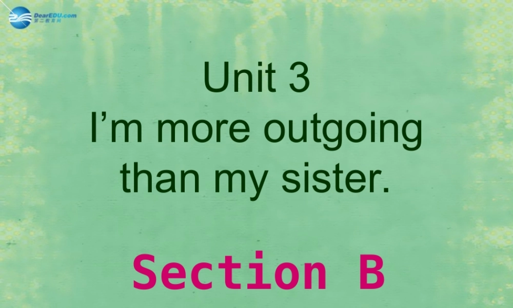 八年级英语上册 Unit 3 I m more outgoing than my sister Section B课件 (新版)人教新目标版 课件