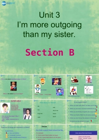 八年级英语上册 Unit 3 I m more outgoing than my sister Section B课件 (新版)人教新目标版 课件