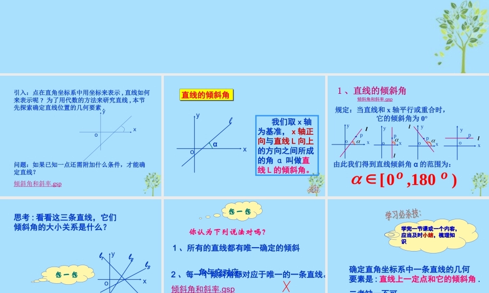山西省忻州市高考数学 专题 直线的倾斜角与斜率复习课件