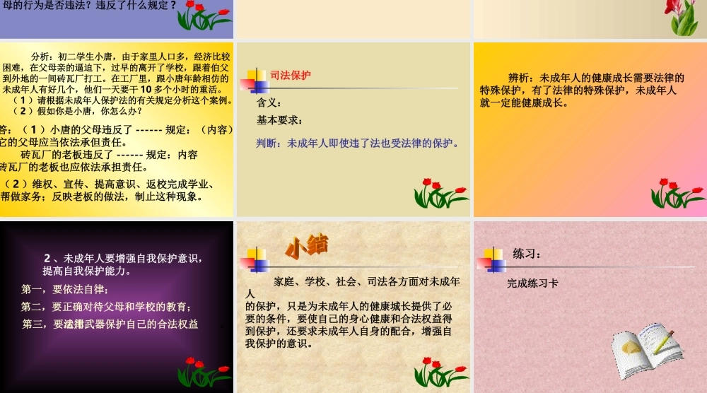 八年级政治人教版依法保护未成年人健康成长ppt 课件