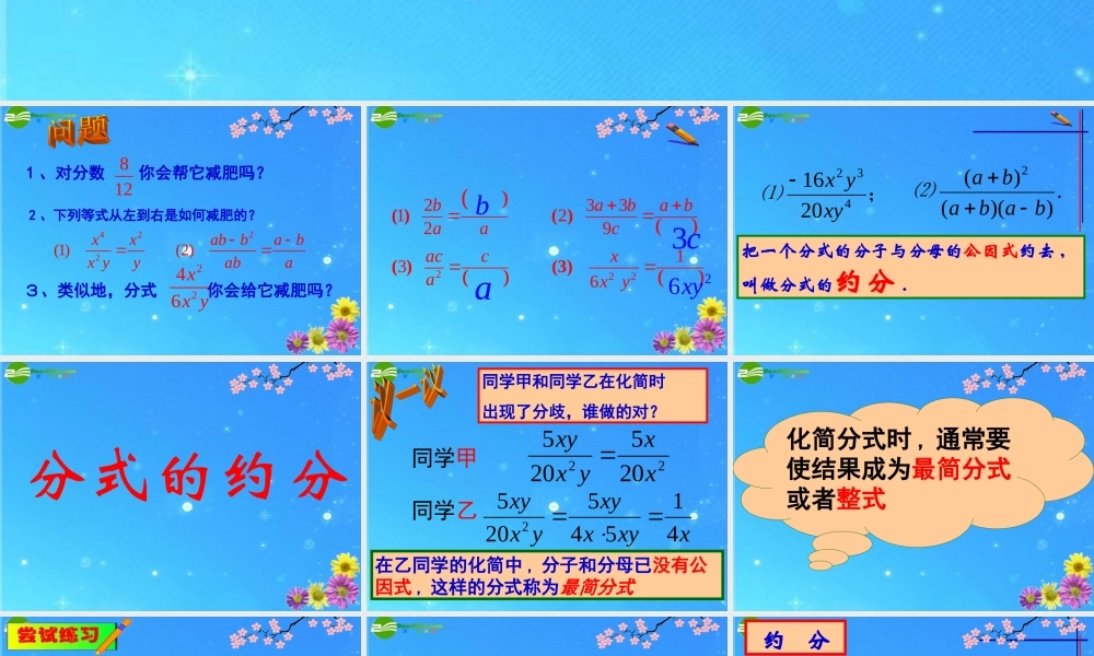 八年级数学下册 8-1分式 课件 苏科版 课件