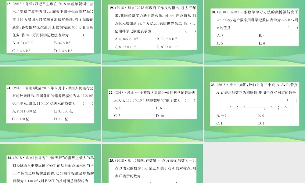 中考数学复习 第一单元 数与式 第1讲 第1课时 实数的相关概念课件