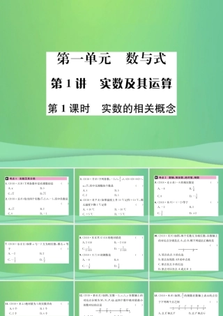 中考数学复习 第一单元 数与式 第1讲 第1课时 实数的相关概念课件