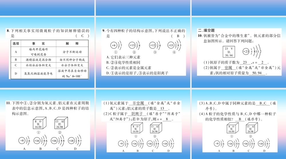 中考化学复习 第1编 教材知识梳理篇 第3单元 物质构成的奥秘(精练)课件