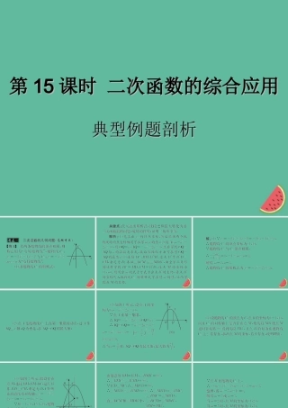 中考数学复习 第15课时 二次函数的综合应用 3 典型例题剖析(课后作业)课件