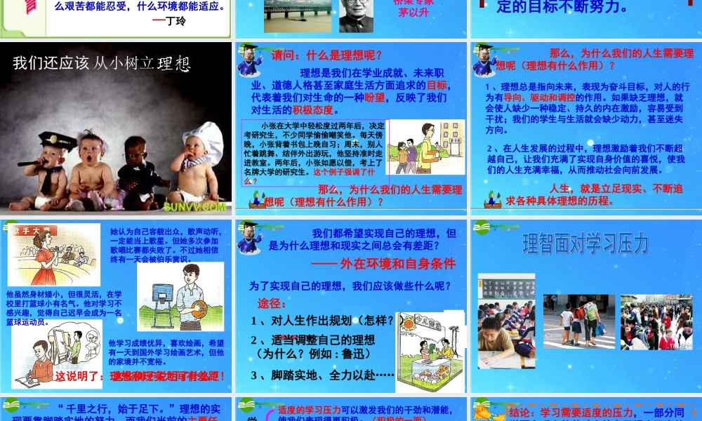 九年级政治 第十课(正确对待理想与现实)课件 人教新课标版 课件