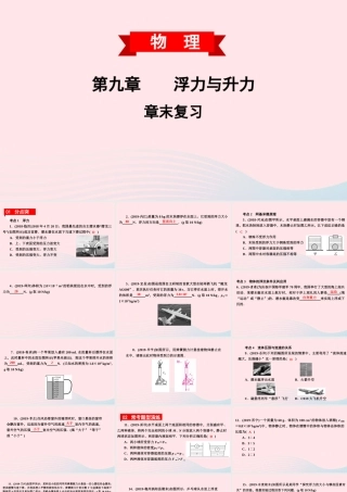 八年级物理下册 第九章 浮力与升力章末复习课件 (新版)粤教沪版 课件