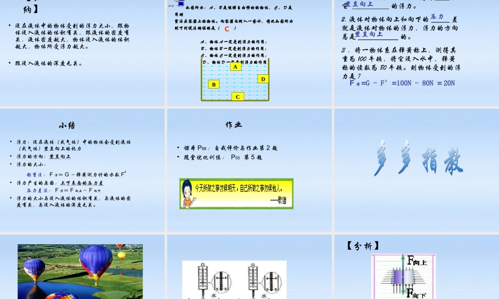 八年级物理下册 9.1认识浮力课件 粤教沪版 课件