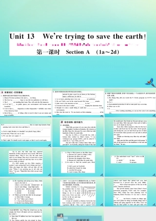 九年级英语全册 Unit 13 We re trying to save the earth(第1课时)习题课件 (新版)人教新目标版 课件