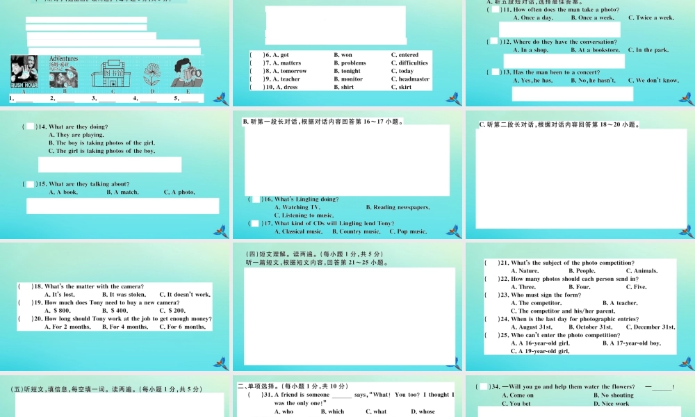 九年级英语上册 Module 11 Photos检测卷习题课件 (新版)外研版 课件
