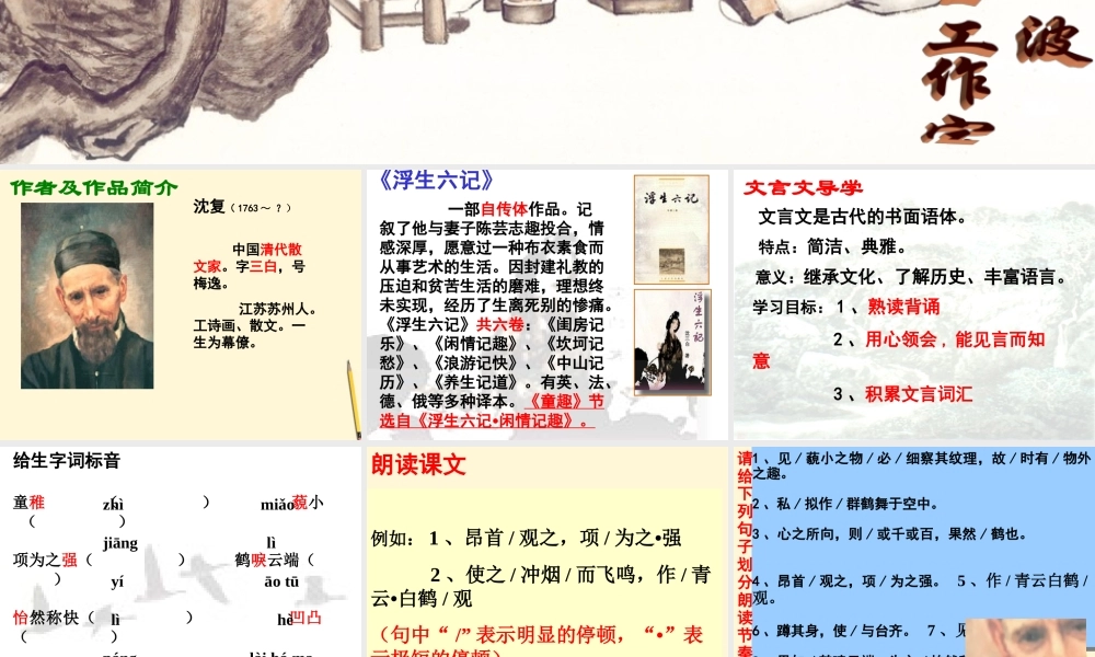 中学七年级语文(童趣)课件 人教新课标版 课件