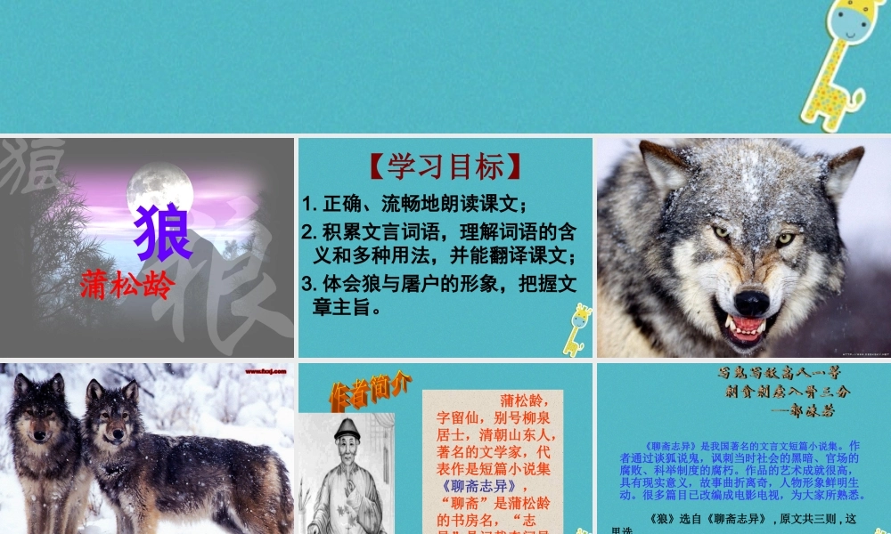 七年级语文上册 第五单元 第狼)(第1课时)课件 新人教版 课件