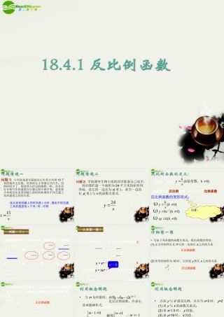 八年级数学下册 18.4.1反比例函数课件 华东师大版 课件