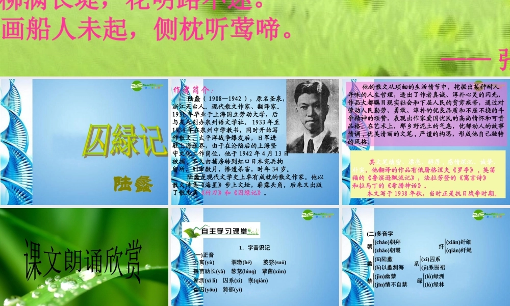 九年级语文上册 第六单元(囚绿记)课件 苏教版 课件