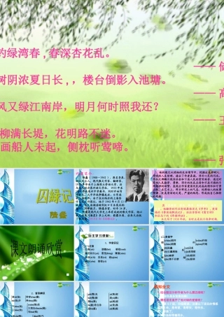 九年级语文上册 第六单元(囚绿记)课件 苏教版 课件