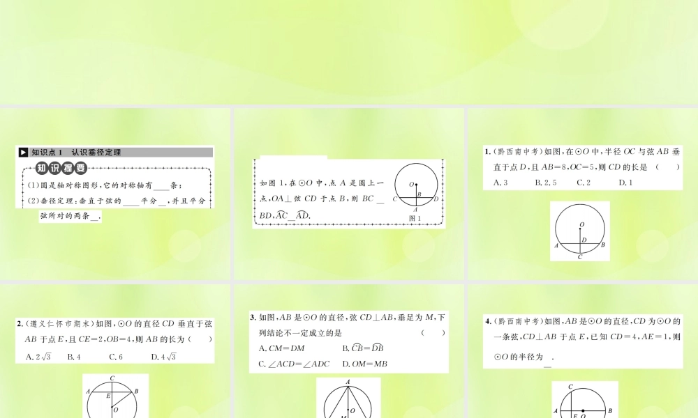 九年级数学上册 第二十四章 圆 241 圆的有关性质 2412 垂直于弦的直径课件 (新版)新人教版 课件