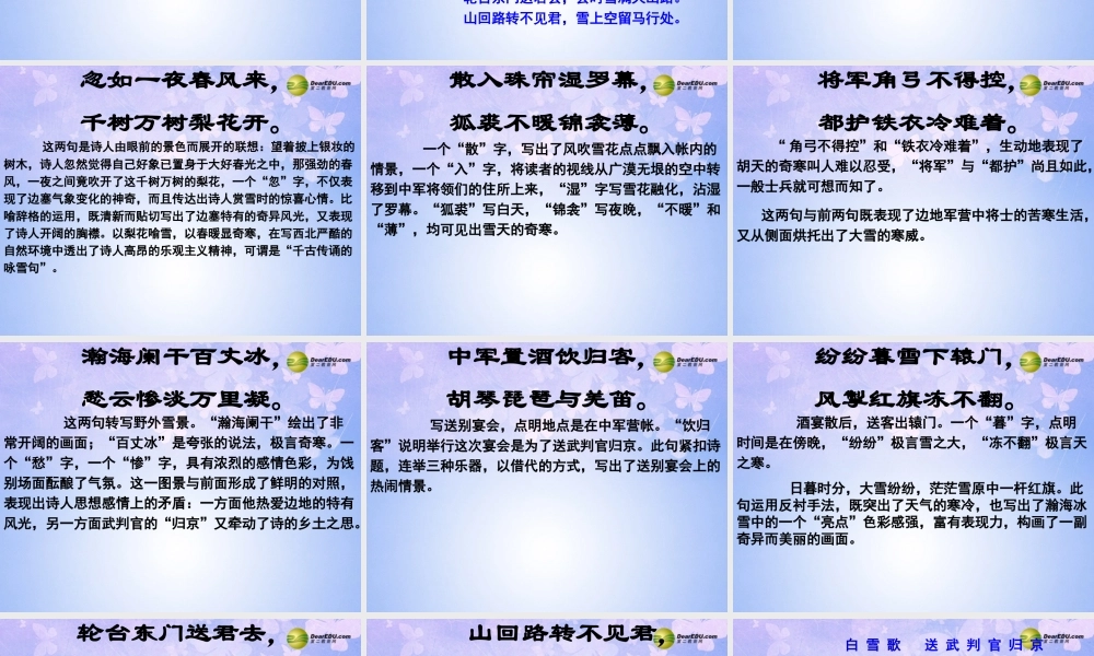八年级语文下册 30(白雪歌送武判官归京)课件 新人教版 课件