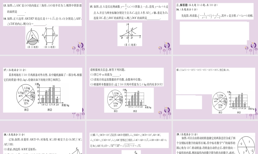 中考数学总复习 毕业生学业(升学)考试模拟试题卷(2)课件 试题
