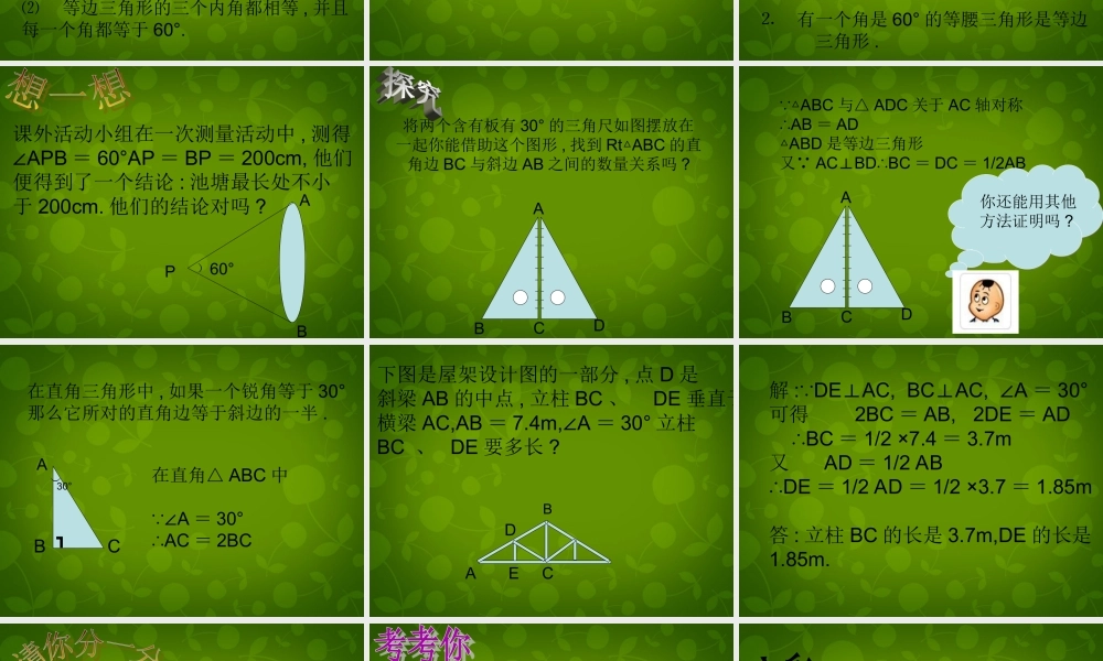 八年级数学上册 12.3 等腰三角形(第2课时)课件2 新人教版 课件